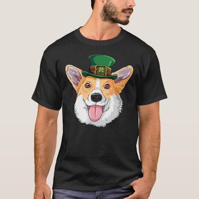 Corgi Leprechaun T Shirt St Patricks Day Dog T-Shi (Vorderseite)