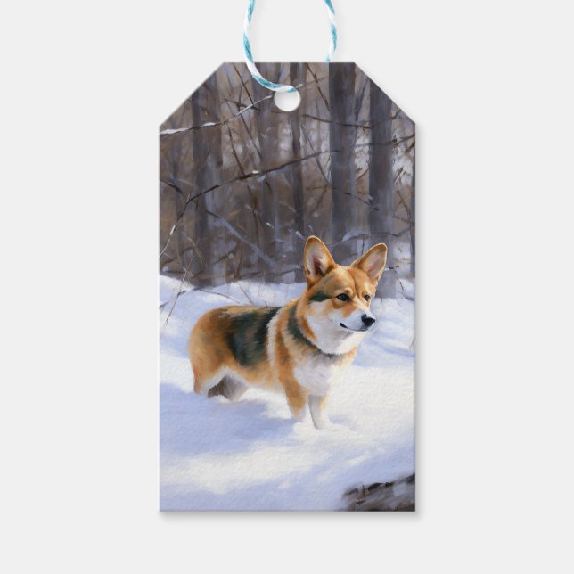 Corgi Let It Snow Weihnachten Geschenkanhänger (Vorderseite)