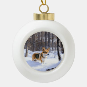 Corgi Let It Snow Weihnachten Keramik Kugel-Ornament