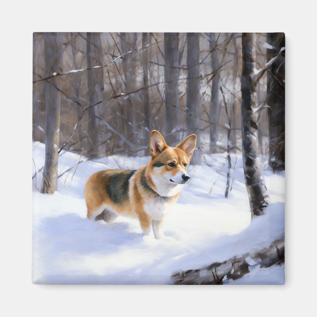 Corgi Let It Snow Weihnachten Magnet (Vorne)
