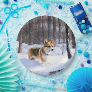 Corgi Let It Snow Weihnachten Pappteller