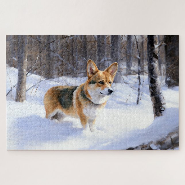 Corgi Let It Snow Weihnachten Puzzle (Horizontal)