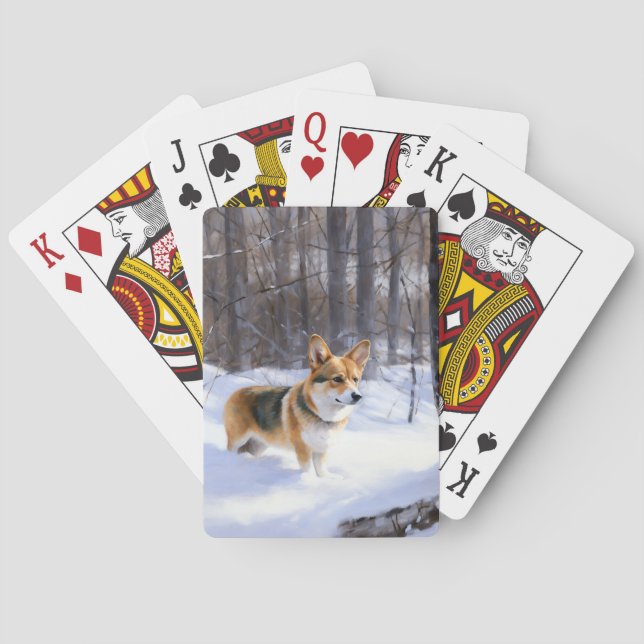 Corgi Let It Snow Weihnachten Spielkarten (Rückseite)