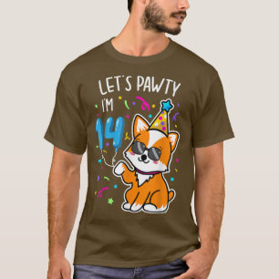 Corgi Let's Pawty Ich bin 14. Geburtstag 14 Jahre  T-Shirt