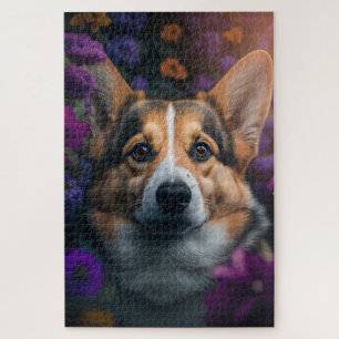 Corgi Liebe: Ein schönes Gartenportrait Puzzle