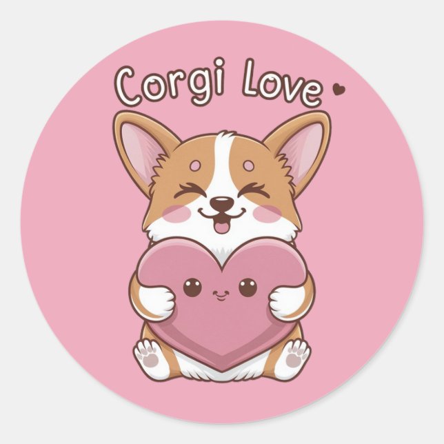 Corgi Liebe Sticker (Vorderseite)