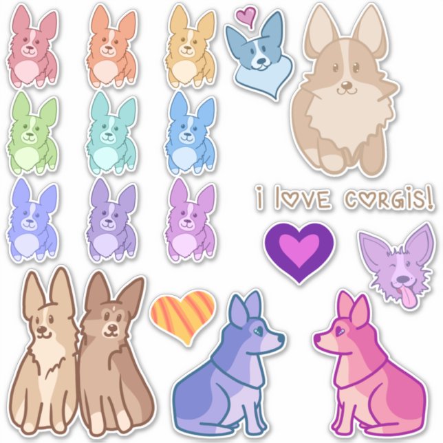 Corgi Liebe Sticker Pack (Vorderseite)