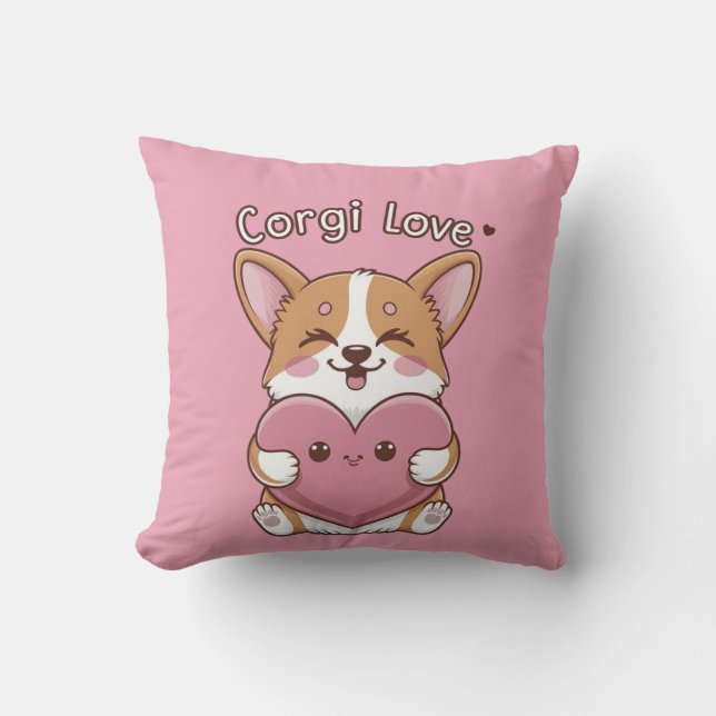 Corgi Liebe Throw Kissen (Vorderseite)