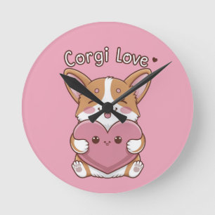 Corgi Liebe Wall Clock Runde Wanduhr