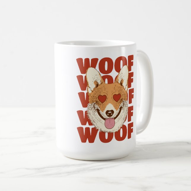 CORGI LIEBE wuff Kaffeetasse (VorderseiteRechts)
