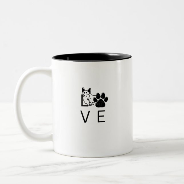 CORGI-LIEBE ZWEIFARBIGE TASSE (Links)