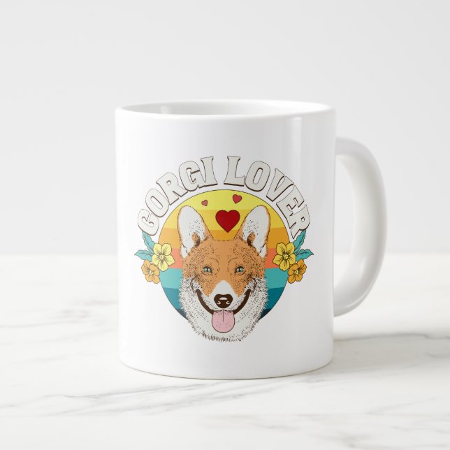 CORGI LIEBHABER Regenbogen Jumbo-Tasse (Vorderseite Rechts)