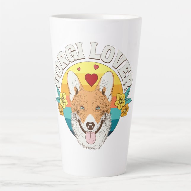 CORGI LIEBHABER Regenbogen Milchtasse (Vorderseite)
