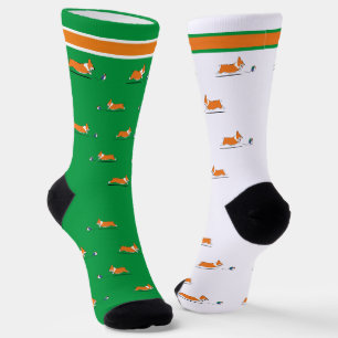 Corgi Life Frauen Socken Rot Grün