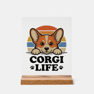 Corgi Life Shirt Vintage Gravur Hunde Liebhaber Ku Acrylschild