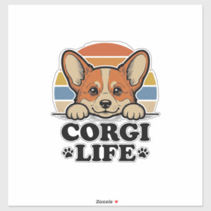 Corgi Life-Shirt Vintage Gravur Hunde Liebhaber Ku Aufkleber