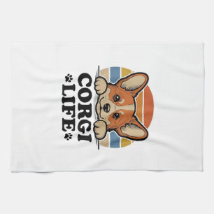 Corgi Life Shirt Vintage Gravur Hunde Liebhaber Ku Geschirrtuch