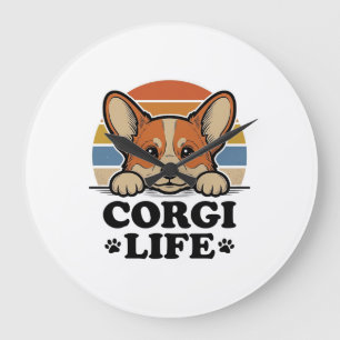 Corgi Life Shirt Vintage Gravur Hunde Liebhaber Ku Große Wanduhr