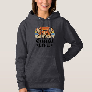 Corgi Life-Shirt Vintage Gravur Hunde-Liebhaber Ku Hoodie