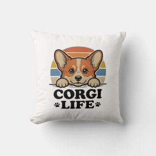 Corgi Life Shirt Vintage Gravur Hunde Liebhaber Ku Kissen