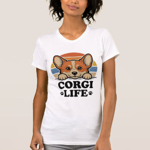 Corgi Life-Shirt Vintage Gravur Hunde-Liebhaber Ku T-Shirt