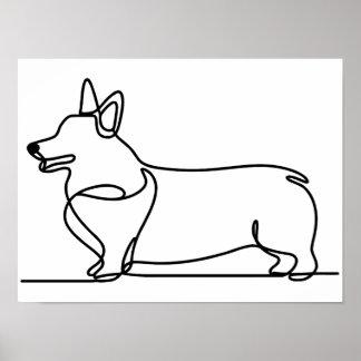 Corgi Line Zeichnend Poster