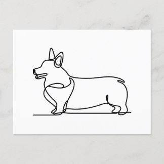 Corgi Line Zeichnend Postkarte