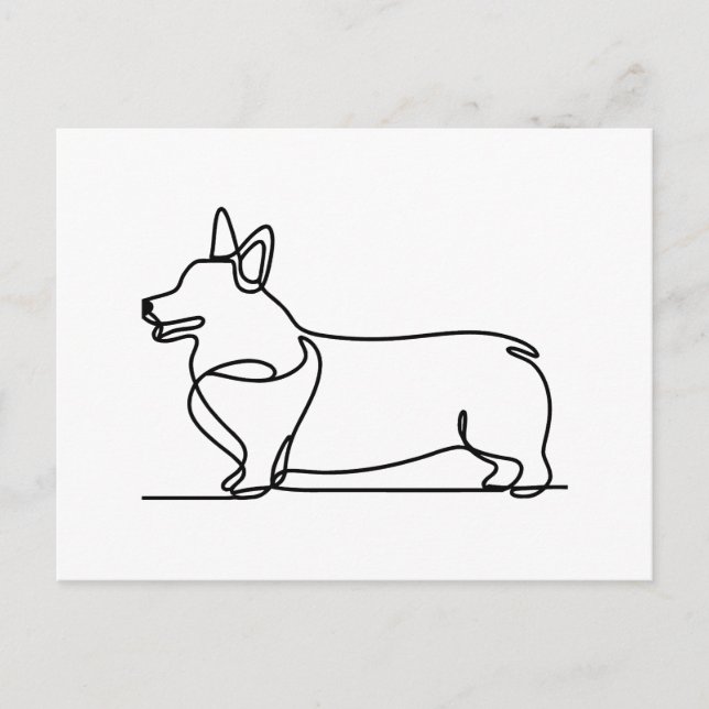 Corgi Line Zeichnend Postkarte (Vorderseite)