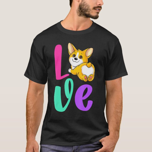 Corgi Love Retro Pink Teal Purple Dog Lover Women  T-Shirt (Vorderseite)