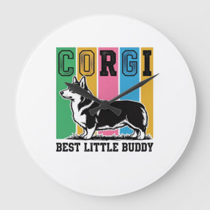 Corgi Love Shirt Vintage Gravur Hund Silhouette_ Große Wanduhr