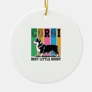 Corgi Love Shirt Vintage Gravur Hund Silhouette_ Keramik Ornament
