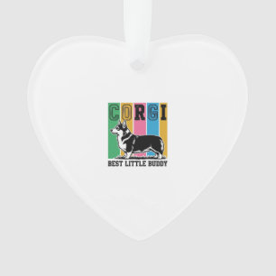 Corgi Love Shirt Vintage Gravur Hund Silhouette_ Ornament