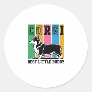Corgi Love Shirt Vintage Gravur Hund Silhouette_ Runder Aufkleber