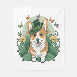 Corgi Lover Kleeblatt Happy St Patricks Day Fleecedecke