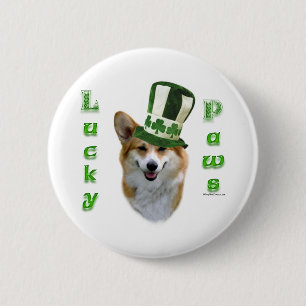 Corgi Lucky Paws; Corgi St Patrick's Day Geschenk Button