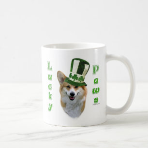 Corgi Lucky Paws; Corgi St Patrick's Day Geschenk Tasse