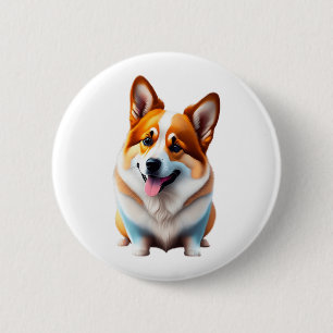Corgi lustige Hunde süße Tier Welpenstil Button