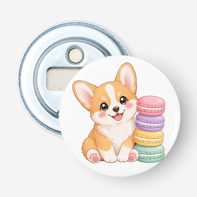 Corgi-Macarons Flaschenöffner (Vorderseite)