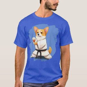 Corgi macht Karate-Tritt Schwarzgurt Martial Arts T-Shirt