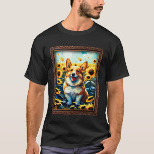Corgi-Malerei Sonnenblume Blume Mutter Frauen Flor T-Shirt
