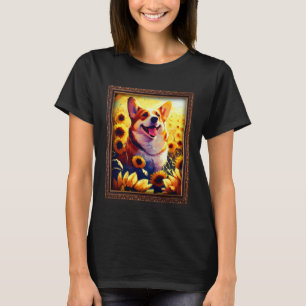 Corgi-Malerei Sonnenblume Blume Mutter Frauen Flor T-Shirt