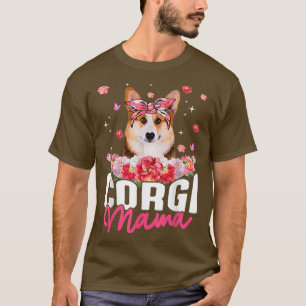 Corgi Mama Blume Bandana Dog Lover Muttertag T T-Shirt