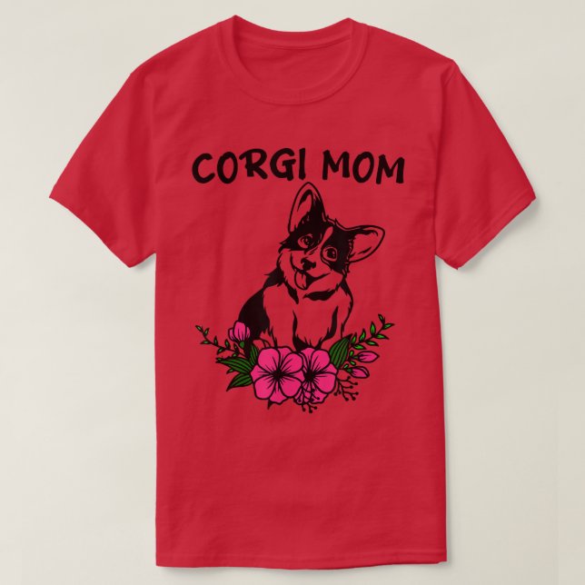 Corgi Mama Hunde Mütter Niedlich Frühlingsblumen B T-Shirt (Design vorne)