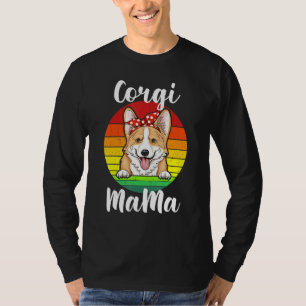 Corgi Mama Mama Red Polka Retro Rainbow Dog Lover T-Shirt