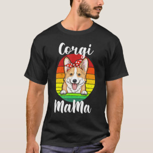 Corgi Mama Mutter Rote Polka Retro Regenbogen Hund T-Shirt