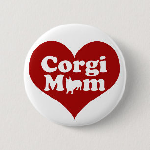 Corgi Mama Niedliches Rotes Herz Button