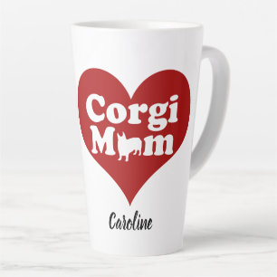Corgi Mama Niedliches Rotes Herz Monogramm Milchtasse