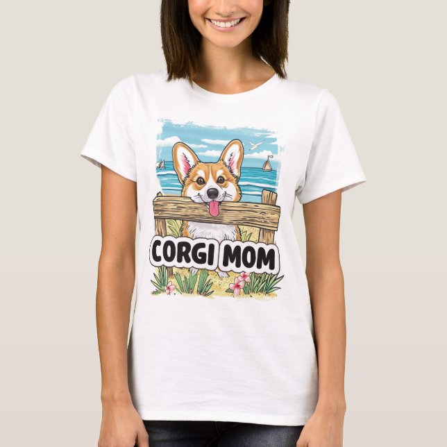 Corgi Mama Peeking T-Shirt (Vorderseite)