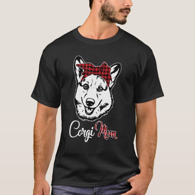 Corgi-Mama Roter Schlichter Büffel T-Shirt (Vorderseite)