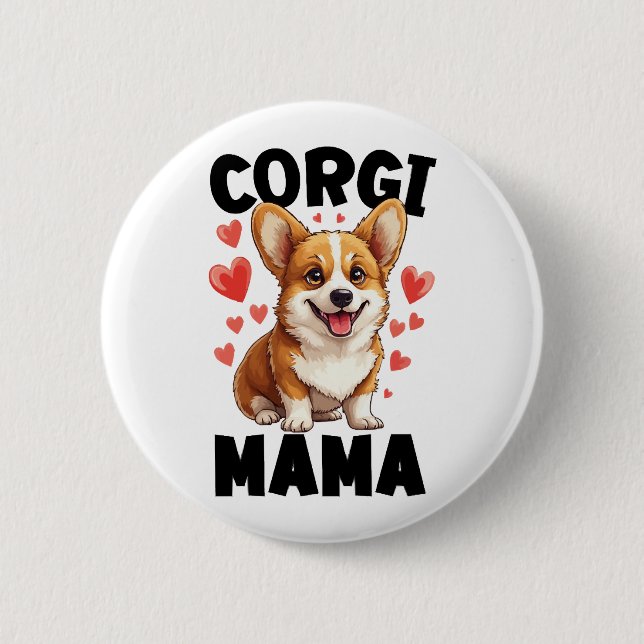 Corgi-Mama - Süße Corgi-Mama Button (Vorderseite)